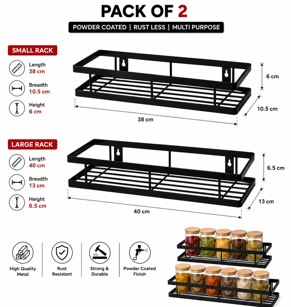 2-Tier Wall Mounted Kitchen Storage Rack